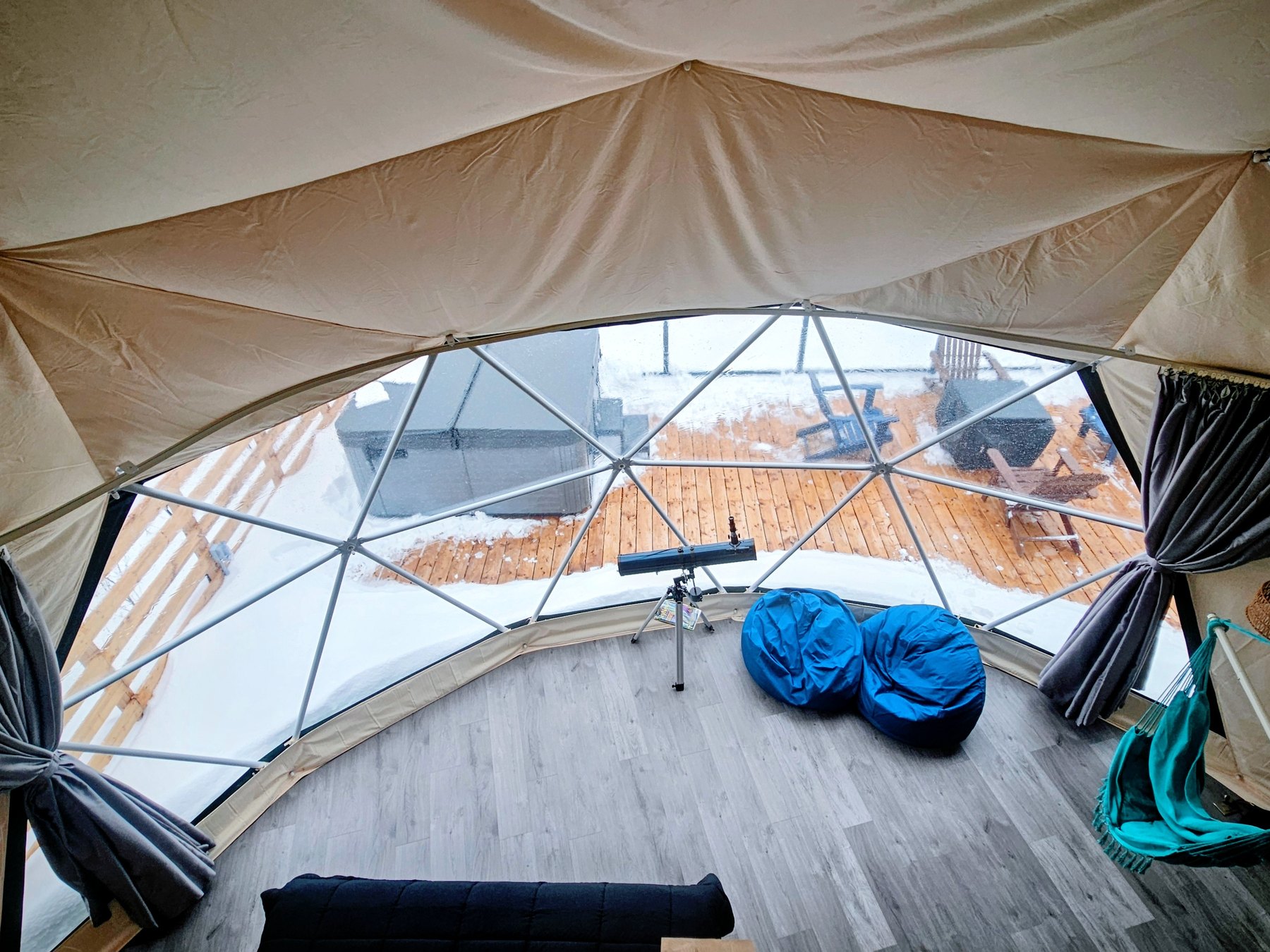 Harbor Haven — the panoramic window looking out onto the deck