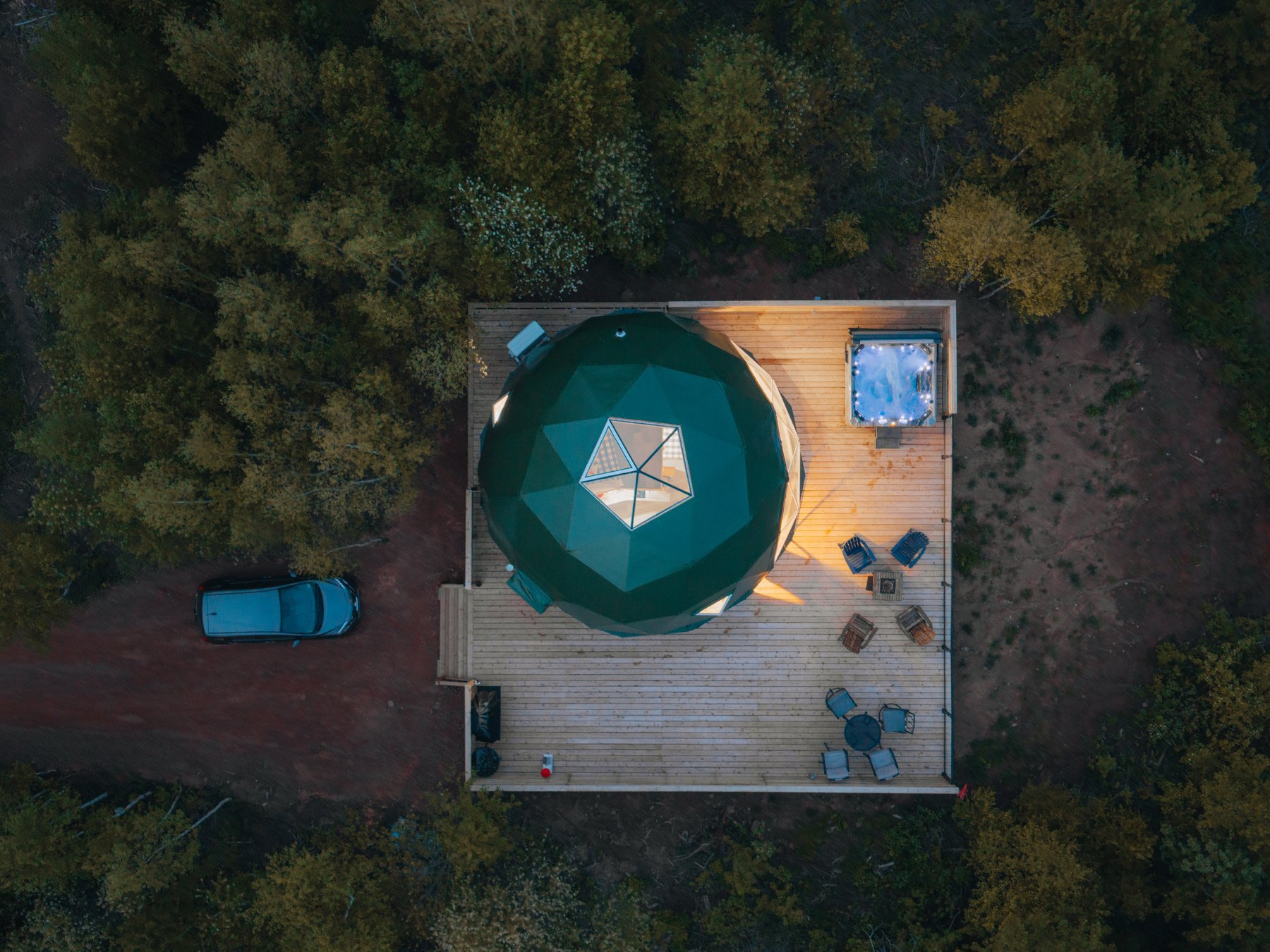 Harbor Haven — the whole deck and dome from directly overhead