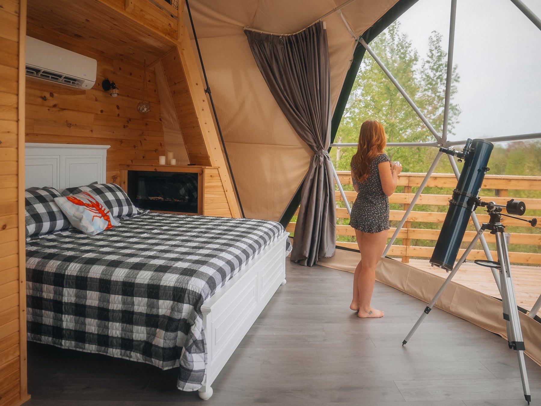 Harbor Haven — the bedroom in the morning, looking out to the deck